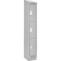 Clean Line Lockers, 3 -tier, 12" x 18" x 82", Steel, Grey, Rivet (Assembled) Nia-Chem Ltd.
