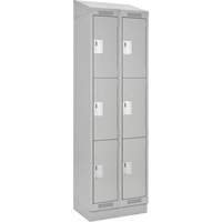 Clean Line Lockers, 3 -tier, Bank of 2, 24" x 18" x 82", Steel, Grey, Rivet (Assembled) Nia-Chem Ltd.