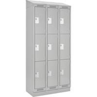 Clean Line Lockers, 3 -tier, Bank of 3, 36" x 18" x 82", Steel, Grey, Rivet (Assembled) Nia-Chem Ltd.