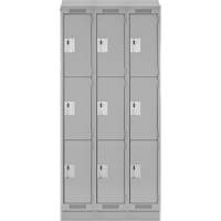 Clean Line Lockers, 3 -tier, Bank of 3, 36" x 18" x 82", Steel, Grey, Rivet (Assembled) Nia-Chem Ltd.
