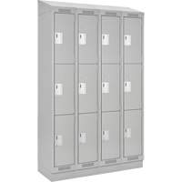 Clean Line Lockers, 3 -tier, Bank of 4, 48" x 18" x 82", Steel, Grey, Rivet (Assembled) Nia-Chem Ltd.