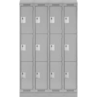 Clean Line Lockers, 3 -tier, Bank of 4, 48" x 18" x 82", Steel, Grey, Rivet (Assembled) Nia-Chem Ltd.