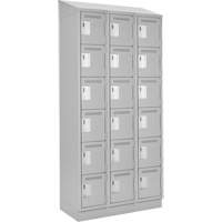 Clean Line Lockerette, 6 -tier, Bank of 3, 36" x 18" x 82", Steel, Grey, Rivet (Assembled) Nia-Chem Ltd.