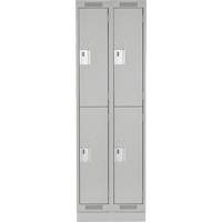 Clean Line Lockers, 2 -tier, Bank of 2, 24" x 18" x 76", Steel, Grey, Rivet (Assembled) Nia-Chem Ltd.