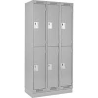 Clean Line Lockers, 2 -tier, Bank of 3, 36" x 18" x 76", Steel, Grey, Rivet (Assembled) Nia-Chem Ltd.