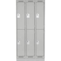 Clean Line Lockers, 2 -tier, Bank of 3, 36" x 18" x 76", Steel, Grey, Rivet (Assembled) Nia-Chem Ltd.
