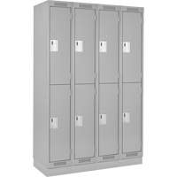 Clean Line Lockers, 2 -tier, Bank of 4, 48" x 18" x 76", Steel, Grey, Rivet (Assembled) Nia-Chem Ltd.