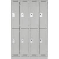 Clean Line Lockers, 2 -tier, Bank of 4, 48" x 18" x 76", Steel, Grey, Rivet (Assembled) Nia-Chem Ltd.