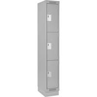 Clean Line Lockers, 3 -tier, 12" x 18" x 76", Steel, Grey, Rivet (Assembled) Nia-Chem Ltd.
