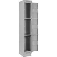 Clean Line Lockers, 3 -tier, Bank of 4, 48" x 18" x 76", Steel, Grey, Rivet (Assembled) Nia-Chem Ltd.