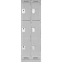 Clean Line Lockers, 3 -tier, Bank of 2, 24" x 18" x 76", Steel, Grey, Rivet (Assembled) Nia-Chem Ltd.