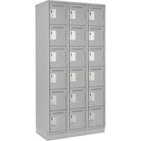 Clean Line Lockerette, 6 -tier, Bank of 3, 36" x 18" x 76", Steel, Grey, Rivet (Assembled) Nia-Chem Ltd.