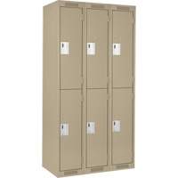Clean Line Lockers, 2 -tier, Bank of 3, 36" x 18" x 72", Steel, Beige, Rivet (Assembled) Nia-Chem Ltd.