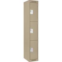 Clean Line Lockers, 3 -tier, 12" x 18" x 72", Steel, Beige, Rivet (Assembled) Nia-Chem Ltd.