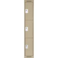 Clean Line Lockers, 3 -tier, 12" x 18" x 72", Steel, Beige, Rivet (Assembled) Nia-Chem Ltd.