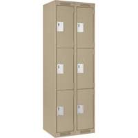 Clean Line Lockers, 3 -tier, Bank of 2, 24" x 18" x 72", Steel, Beige, Rivet (Assembled) Nia-Chem Ltd.