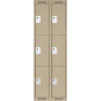 Clean Line Lockers, 3 -tier, Bank of 2, 24" x 18" x 72", Steel, Beige, Rivet (Assembled) Nia-Chem Ltd.