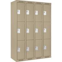 Clean Line Lockers, 3 -tier, Bank of 4, 48" x 18" x 72", Steel, Beige, Rivet (Assembled) Nia-Chem Ltd.