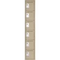 Clean Line Lockerette, 6 -tier, 12" x 18" x 72", Steel, Beige, Rivet (Assembled) Nia-Chem Ltd.