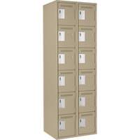 Clean Line Lockerette, 6 -tier, Bank of 2, 24" x 18" x 72", Steel, Beige, Rivet (Assembled) Nia-Chem Ltd.