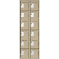 Clean Line Lockerette, 6 -tier, Bank of 2, 24" x 18" x 72", Steel, Beige, Rivet (Assembled) Nia-Chem Ltd.