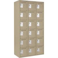 Clean Line Lockerette, 6 -tier, Bank of 3, 36" x 18" x 72", Steel, Beige, Rivet (Assembled) Nia-Chem Ltd.