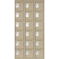 Clean Line Lockerette, 6 -tier, Bank of 3, 36" x 18" x 72", Steel, Beige, Rivet (Assembled) Nia-Chem Ltd.