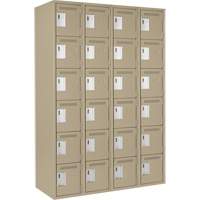 Clean Line Lockerette, 6 -tier, Bank of 4, 48" x 18" x 72", Steel, Beige, Rivet (Assembled) Nia-Chem Ltd.