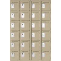 Clean Line Lockerette, 6 -tier, Bank of 4, 48" x 18" x 72", Steel, Beige, Rivet (Assembled) Nia-Chem Ltd.