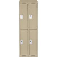 Clean Line Lockers, 2 -tier, Bank of 2, 24" x 18" x 78", Steel, Beige, Rivet (Assembled) Nia-Chem Ltd.