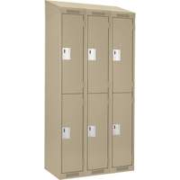 Casiers Clean Line, 2 niveaux, Bloc de 3, 36" x 18" x 78", Acier, Beige, Rivet (assembl&eacute;) Nia-Chem Ltd.
