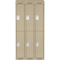 Casiers Clean Line, 2 niveaux, Bloc de 3, 36" x 18" x 78", Acier, Beige, Rivet (assembl&eacute;) Nia-Chem Ltd.