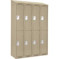 Casiers Clean Line, 2 niveaux, Bloc de 4, 48" x 18" x 78", Acier, Beige, Rivet (assembl&eacute;) Nia-Chem Ltd.