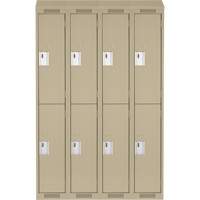 Casiers Clean Line, 2 niveaux, Bloc de 4, 48" x 18" x 78", Acier, Beige, Rivet (assembl&eacute;) Nia-Chem Ltd.