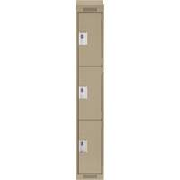 Clean Line Lockers, 3 -tier, 12" x 18" x 78", Steel, Beige, Rivet (Assembled) Nia-Chem Ltd.