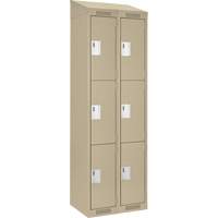Clean Line Lockers, 3 -tier, Bank of 2, 24" x 18" x 78", Steel, Beige, Rivet (Assembled) Nia-Chem Ltd.