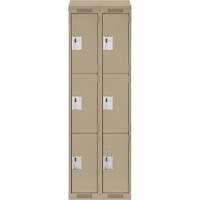 Clean Line Lockers, 3 -tier, Bank of 2, 24" x 18" x 78", Steel, Beige, Rivet (Assembled) Nia-Chem Ltd.