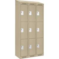 Clean Line Lockers, 3 -tier, Bank of 3, 36" x 18" x 78", Steel, Beige, Rivet (Assembled) Nia-Chem Ltd.