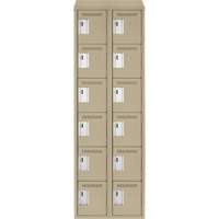 Clean Line Lockerette, 6 -tier, Bank of 2, 24" x 18" x 78", Steel, Beige, Rivet (Assembled) Nia-Chem Ltd.