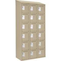 Clean Line Lockerette, 6 -tier, Bank of 3, 36" x 18" x 78", Steel, Beige, Rivet (Assembled) Nia-Chem Ltd.