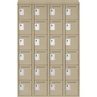 Clean Line Lockerette, 6 -tier, Bank of 4, 48" x 18" x 78", Steel, Beige, Rivet (Assembled) Nia-Chem Ltd.