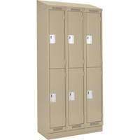 Clean Line Lockers, 2 -tier, Bank of 3, 36" x 18" x 82", Steel, Beige, Rivet (Assembled) Nia-Chem Ltd.