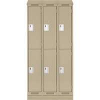Clean Line Lockers, 2 -tier, Bank of 3, 36" x 18" x 82", Steel, Beige, Rivet (Assembled) Nia-Chem Ltd.