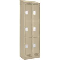 Clean Line Lockers, 3 -tier, Bank of 2, 24" x 18" x 82", Steel, Beige, Rivet (Assembled) Nia-Chem Ltd.