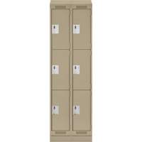 Clean Line Lockers, 3 -tier, Bank of 2, 24" x 18" x 82", Steel, Beige, Rivet (Assembled) Nia-Chem Ltd.