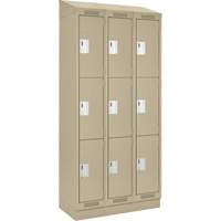 Clean Line Lockers, 3 -tier, Bank of 3, 36" x 18" x 82", Steel, Beige, Rivet (Assembled) Nia-Chem Ltd.