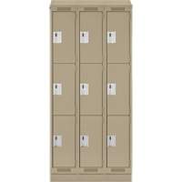 Clean Line Lockers, 3 -tier, Bank of 3, 36" x 18" x 82", Steel, Beige, Rivet (Assembled) Nia-Chem Ltd.
