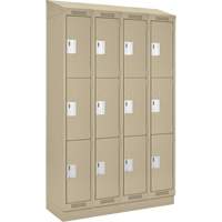 Clean Line Lockers, 3 -tier, Bank of 4, 48" x 18" x 82", Steel, Beige, Rivet (Assembled) Nia-Chem Ltd.