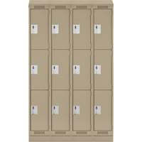 Clean Line Lockers, 3 -tier, Bank of 4, 48" x 18" x 82", Steel, Beige, Rivet (Assembled) Nia-Chem Ltd.