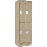 Clean Line Lockers, 2 -tier, Bank of 2, 24" x 18" x 76", Steel, Beige, Rivet (Assembled) Nia-Chem Ltd.